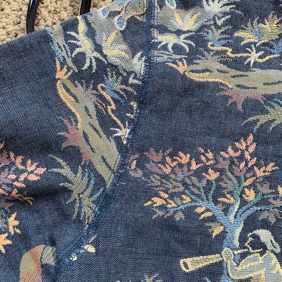 Vintage Doncaster Tapestry Jacket Blue Folk Art Pastoral Scene Blazer Size 10 - Picture 11 of 14